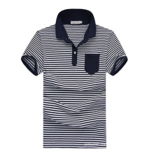 Short Sleeve Wholesale White Navy Blue Striped Polo Shirts